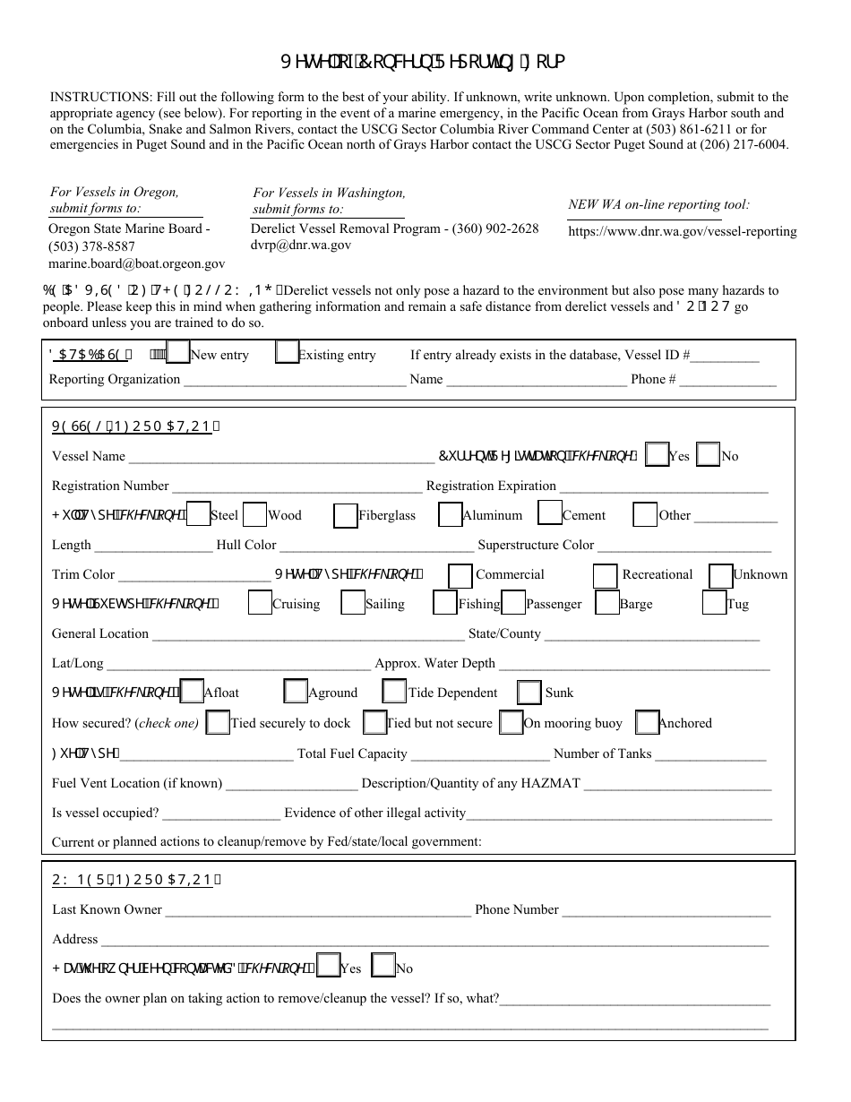 Washington Vessel of Concern Reporting Form - Fill Out, Sign Online and ...