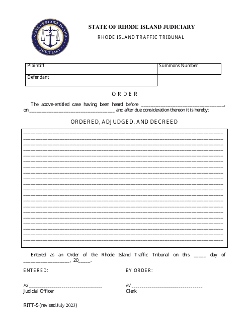 Form RITT-5  Printable Pdf