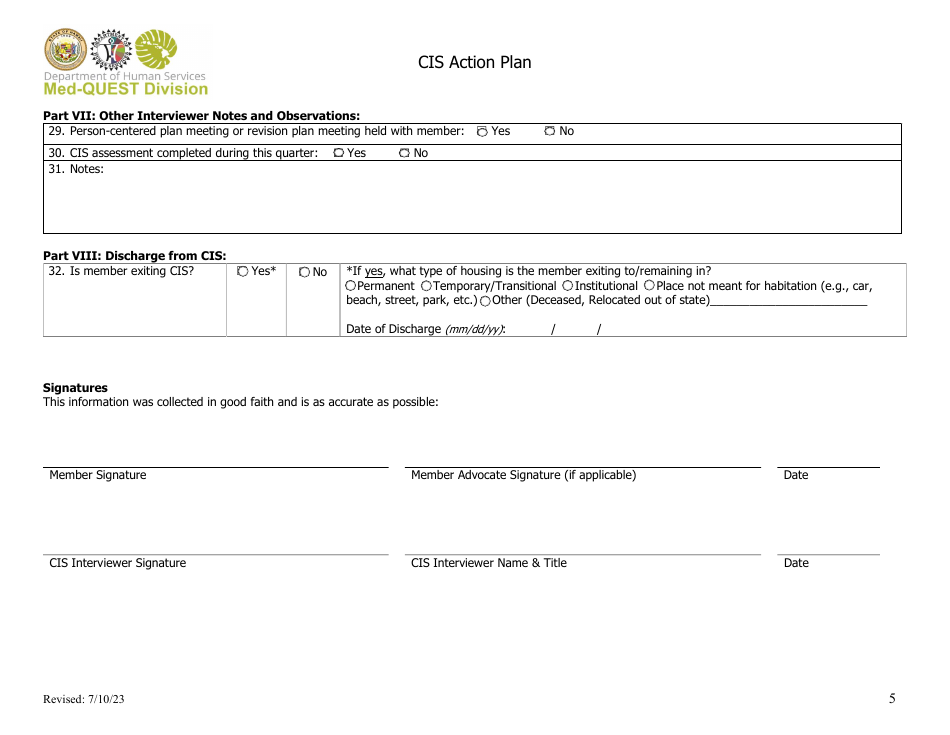 Cis Action Plan - Hawaii, Page 5