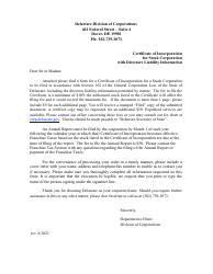 Certificate of Incorporation a Stock Corporation (With Directors Liability) - Delaware