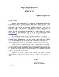 Document preview: Certificate of Incorporation a Non-stock Corporation - Delaware