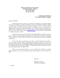 Certificate of Formation of Limited Liability Company - Delaware