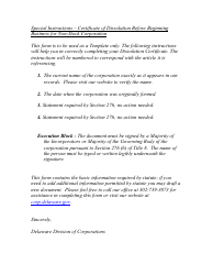 Certificate of Dissolution Before Beginning Business of Non-stock Corporation (Section 276 (B)) - Delaware, Page 2
