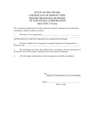 Certificate of Dissolution Before Beginning Business of Non-stock Corporation (Section 276 (B)) - Delaware, Page 3