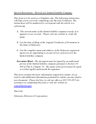 Certificate of Revival of Limited Liability Company - Delaware, Page 2