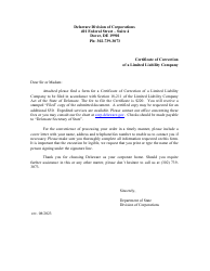 Certificate of Correction of a Limited Liability Company - Delaware