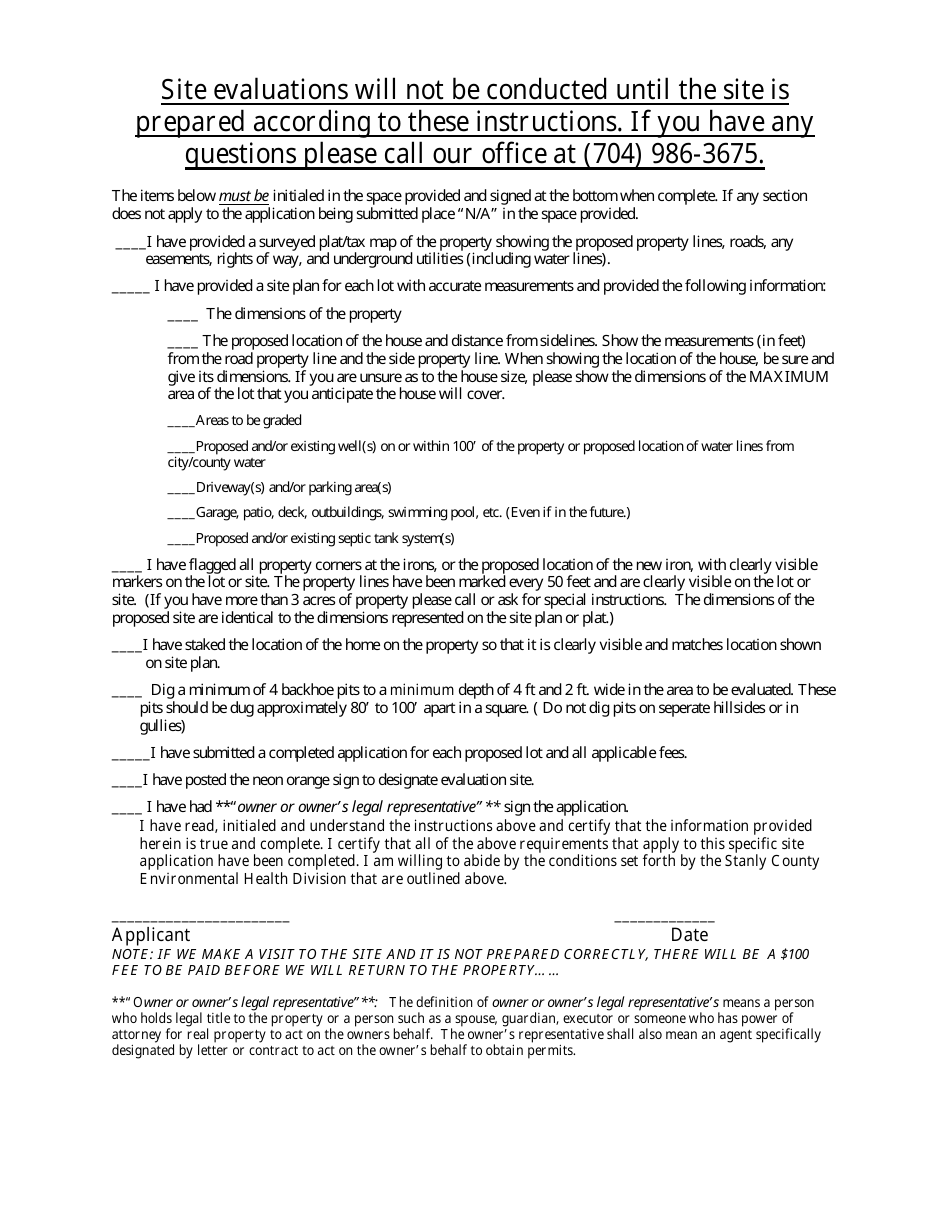 Soil / Site Evaluation Procedures - Stanly County, North Carolina, Page 3