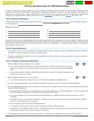 Form I-099 Unitary Questionnaire for Affiliated Entities - Wisconsin