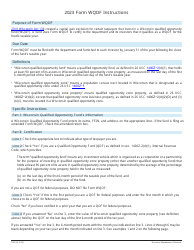 Instructions for Form WQOF, I-062 Wisconsin Qualified Opportunity Fund Certificate - Wisconsin