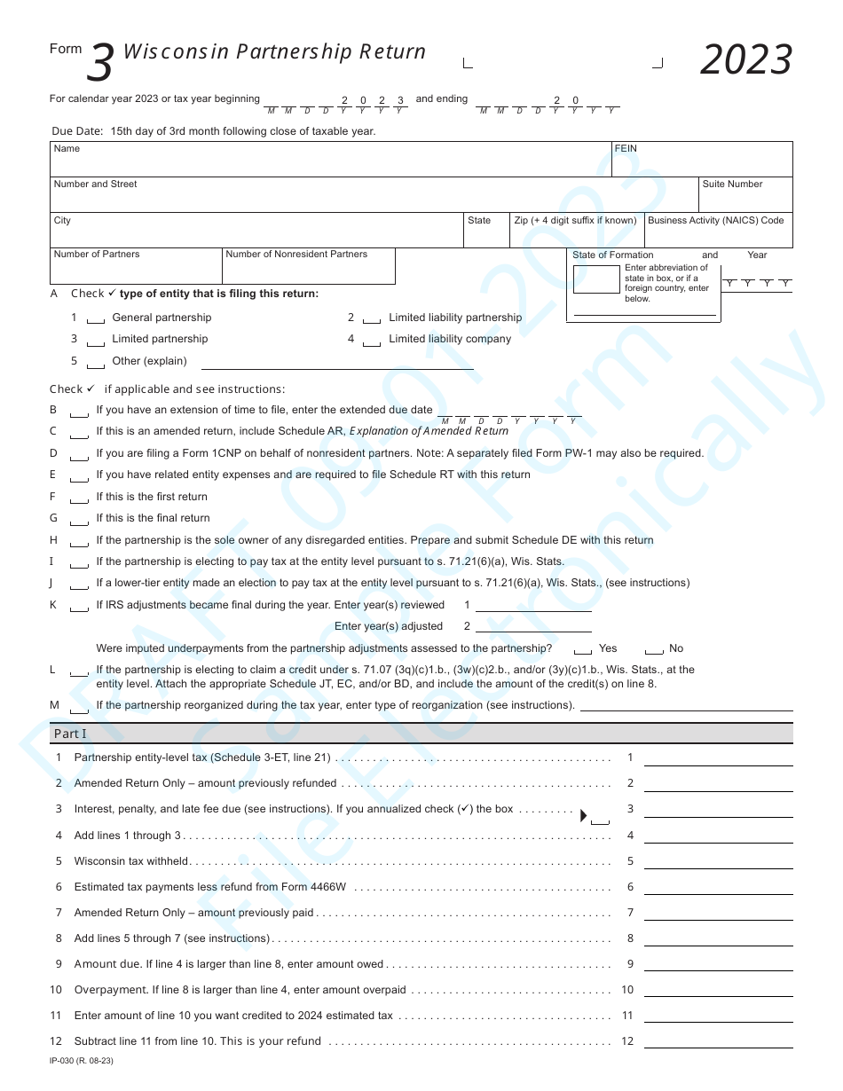 Form 3 (IP030) Download Printable PDF or Fill Online Wisconsin