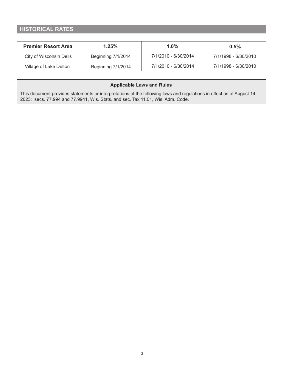 Instructions for Form PRA-012 Premier Resort Area Tax Return - Wisconsin, Page 3