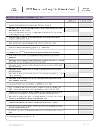 Form SL-202M Municipal Levy Limit Worksheet - Wisconsin, Page 2