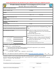Document preview: Rhode Island Volunteer Fire Assistance (Vfa) Grant Application Form - Rhode Island