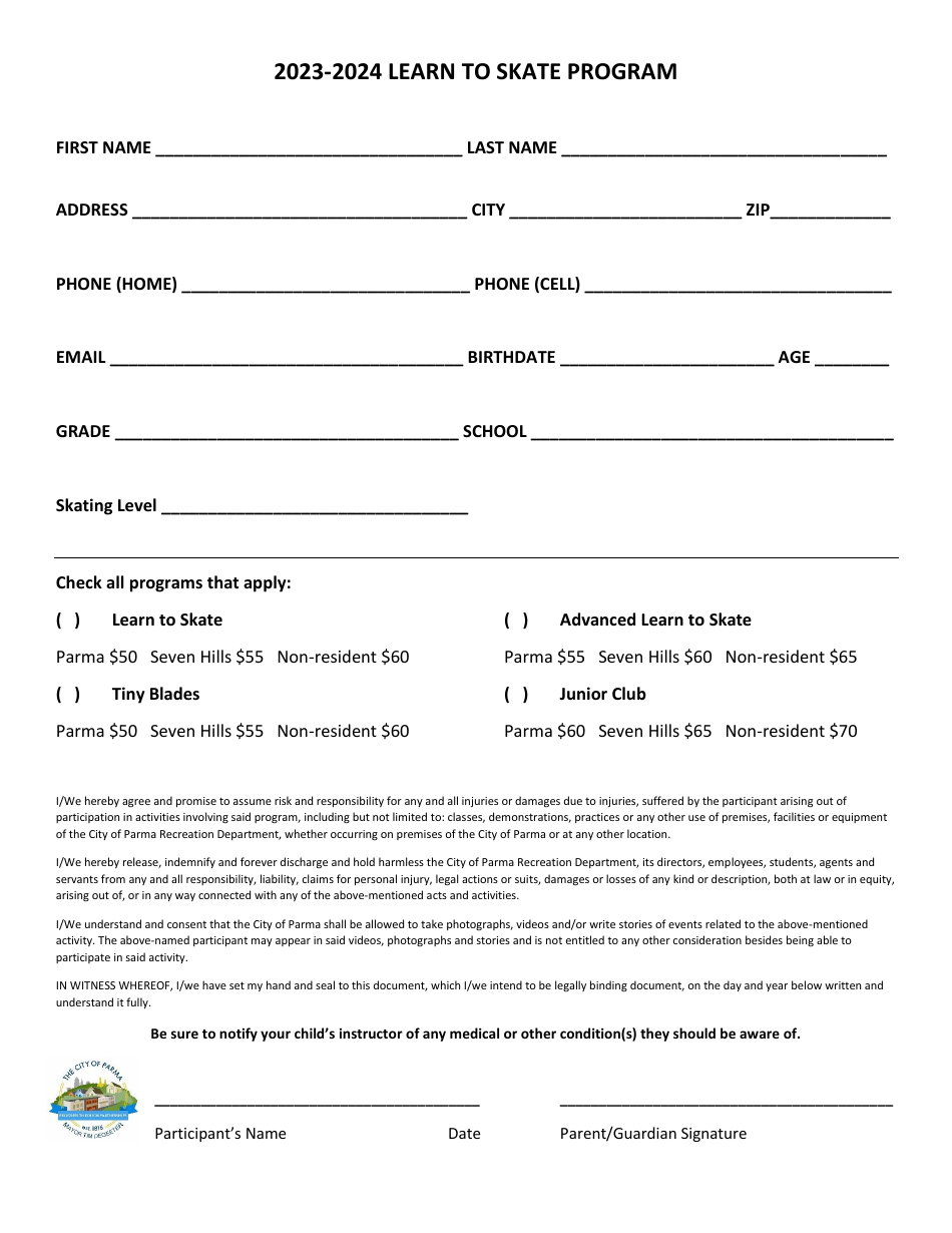 Learn to Skate Program - City of Parma, Ohio, Page 1