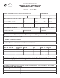 Form ECG-1A (State Form 53055) Application for Open System Electronic Cigarette Retail Dealer&#039;s Certificate - Indiana