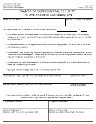 Document preview: Form SSA-263 Waiver of Supplemental Security Income Payment Continuation