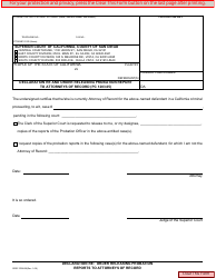 Document preview: Form SDSC CRM-26 Declaration Re and Order Releasing Probation Report to Attorneys of Record (Pc 1203.05) - County of San Diego, California