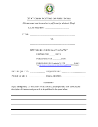 Document preview: Citation by Posting or Publishing - Request - Dallas Countny, Texas