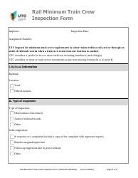 Form RSS06 Rail Minimum Train Crew Inspection Form - Washington