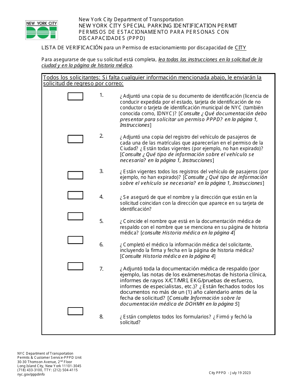 Solicitud Del Permiso De Estacionamiento Para Personas Con Discapacidades De La Ciudad De Nueva York - New York City (Spanish), Page 6