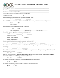 Form DCR199-244 Virginia Nutrient Management Verification Form - Virginia