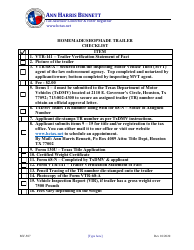 Document preview: Form MV-507 Homemade/Shopmade Trailer Checklist - Harris County, Texas