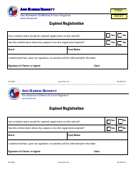 Document preview: Form MV-469A Expired Registration - Harris County, Texas