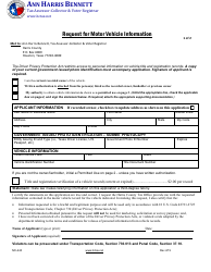 Document preview: Form MV-440 Request for Motor Vehicle Information - Harris County, Texas