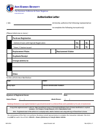 Document preview: Form MV-454 Authorization Letter - Harris County, Texas
