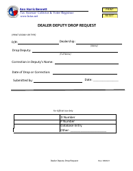 Document preview: Dealer Deputy Drop Request - Harris County, Texas