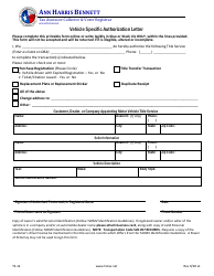 Document preview: Form TS-12 Vehicle Specific Authorization Letter - Harris County, Texas