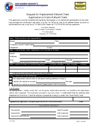 Document preview: Form AC-502 Request for Replacement Refund Check - Application to Void a Refund Check - Harris County, Texas