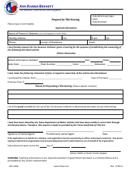 Document preview: Form MV-146A Request for Title Hearing - Harris County, Texas