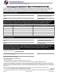 Document preview: Form HOT-AA Hotel Occupancy Tax Appointment of Agent for Online Payments and Filings - Harris County, Texas