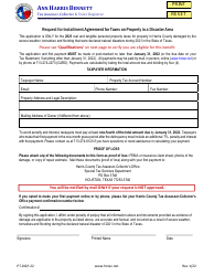 Document preview: Form PT-DQP-22 -request for Installment Agreement for Taxes on Property in a Disaster Area - Harris County, Texas, 2021