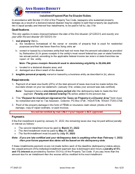 Form PT-DQP-22 -request for Installment Agreement for Taxes on Property in a Disaster Area - Harris County, Texas, Page 2
