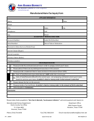 Form PT-MHIF Manufactured Home Tax Inquiry Form - Harris County, Texas