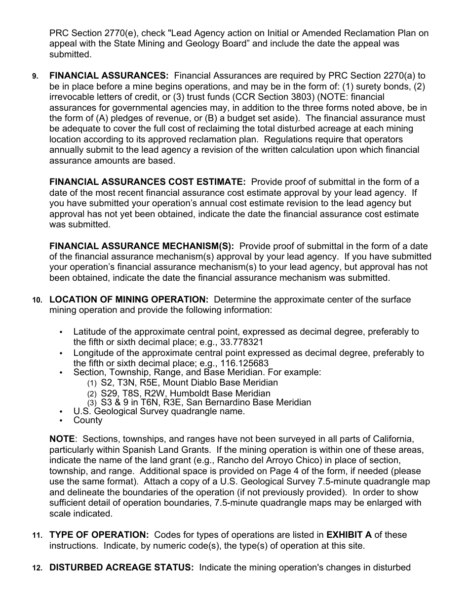 Instructions for Form MRRC-2 Mining Operation Annual Report - California, Page 4