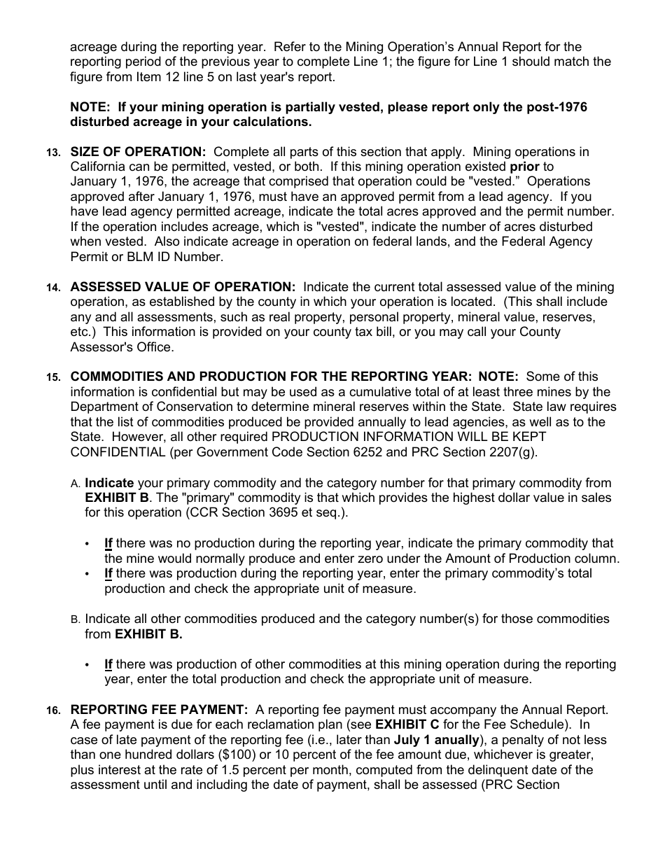 Instructions for Form MRRC-2 Mining Operation Annual Report - California, Page 5