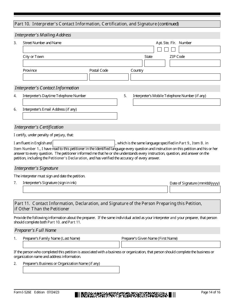 USCIS Form I-526E Immigrant Petition by Regional Center Investor, Page 14
