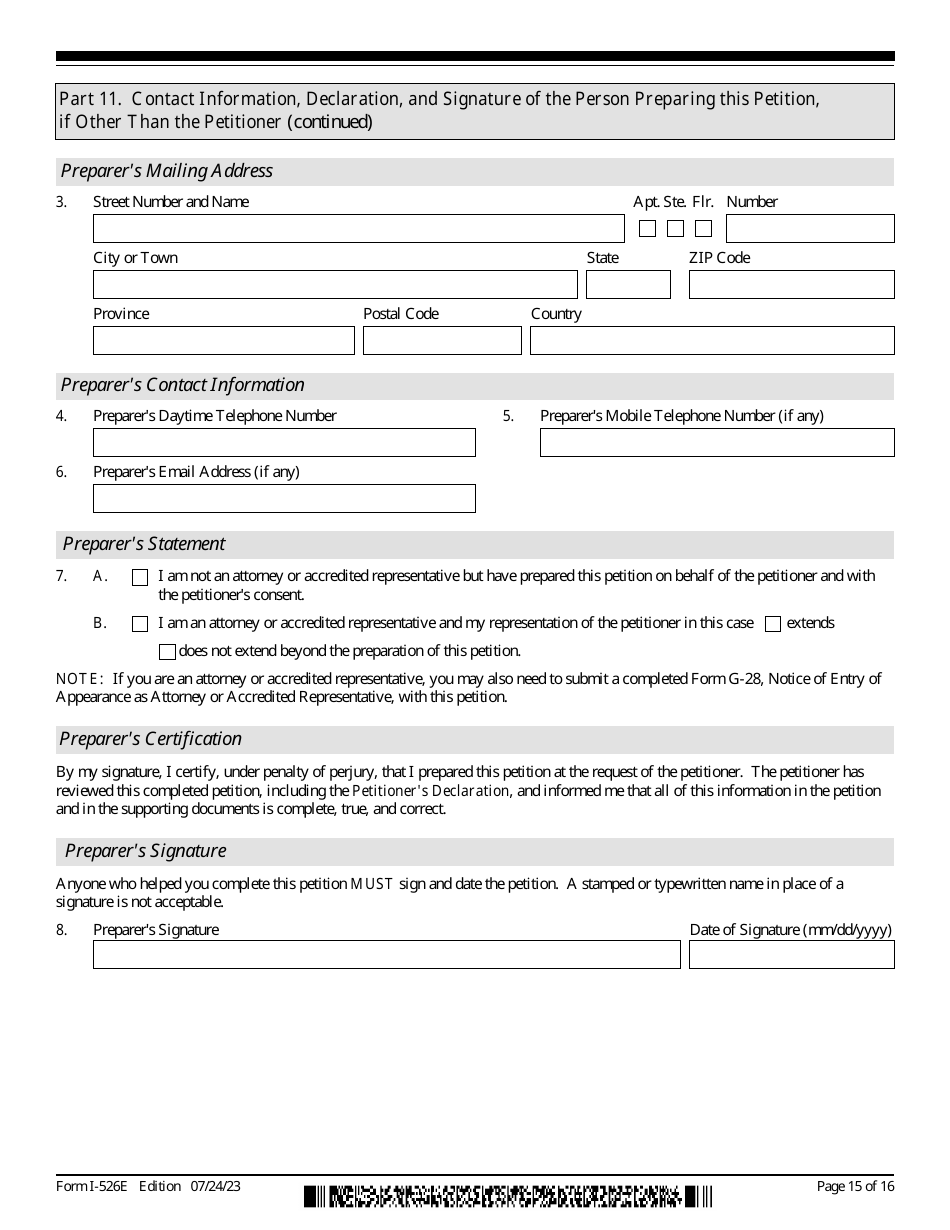 USCIS Form I-526E Immigrant Petition by Regional Center Investor, Page 15