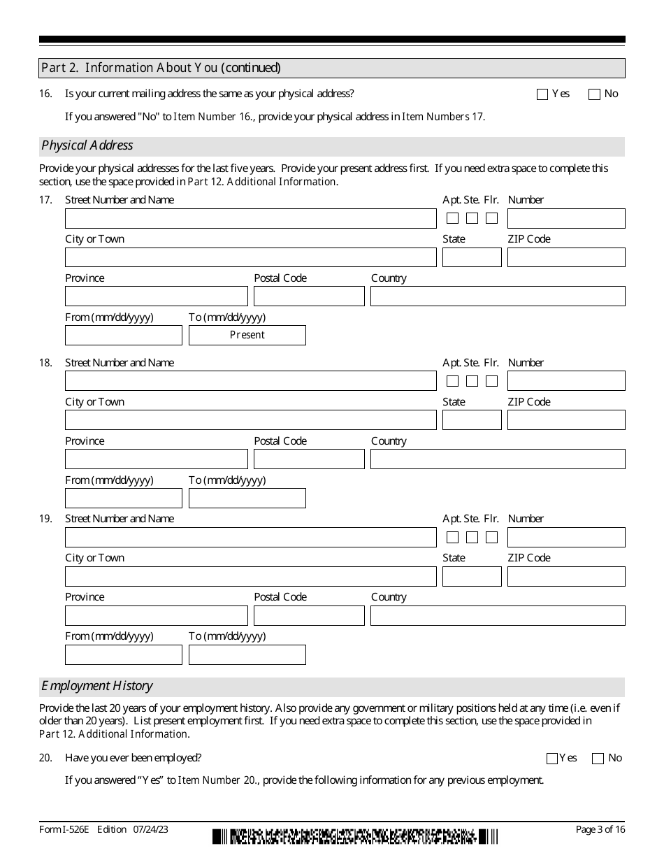 USCIS Form I-526E Immigrant Petition by Regional Center Investor, Page 3