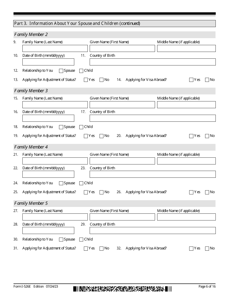 USCIS Form I-526E Immigrant Petition by Regional Center Investor, Page 6
