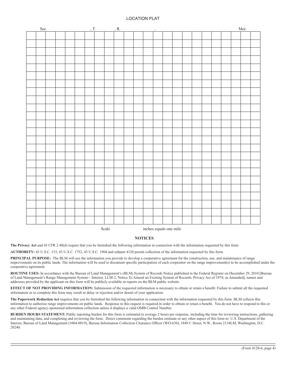 BLM Form 4120-6 Cooperative Range Improvement Agreement, Page 4