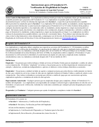 Document preview: Instrucciones para USCIS Formulario I-9 Verificacion De Elegibilidad De Empleo (Spanish)