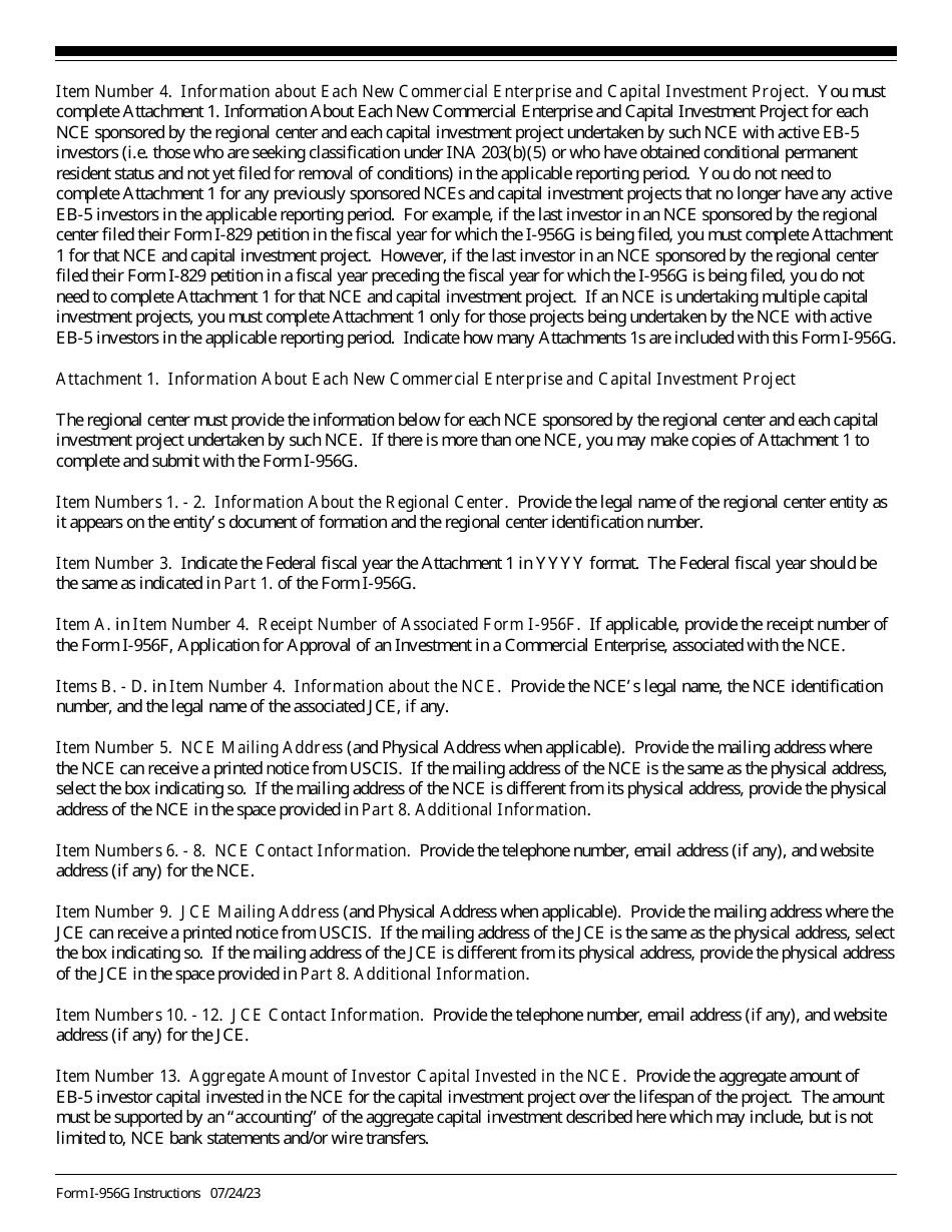 Instructions for USCIS Form I-956G Regional Center Annual Statement, Page 4