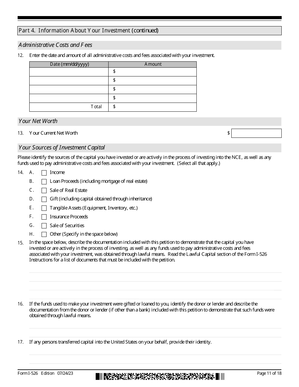 USCIS Form I-526 Immigrant Petition by Standalone Investor, Page 11