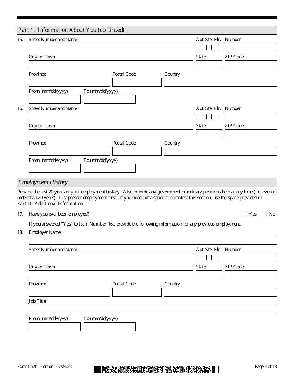 USCIS Form I-526 Immigrant Petition by Standalone Investor, Page 3