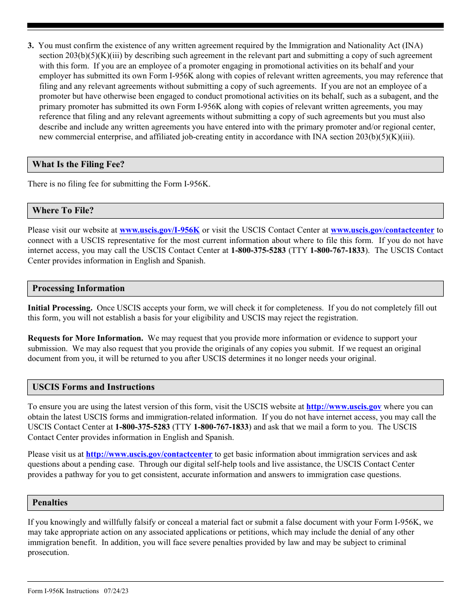 Instructions for USCIS Form I-956K Registration for Direct and Third-Party Promoters, Page 4