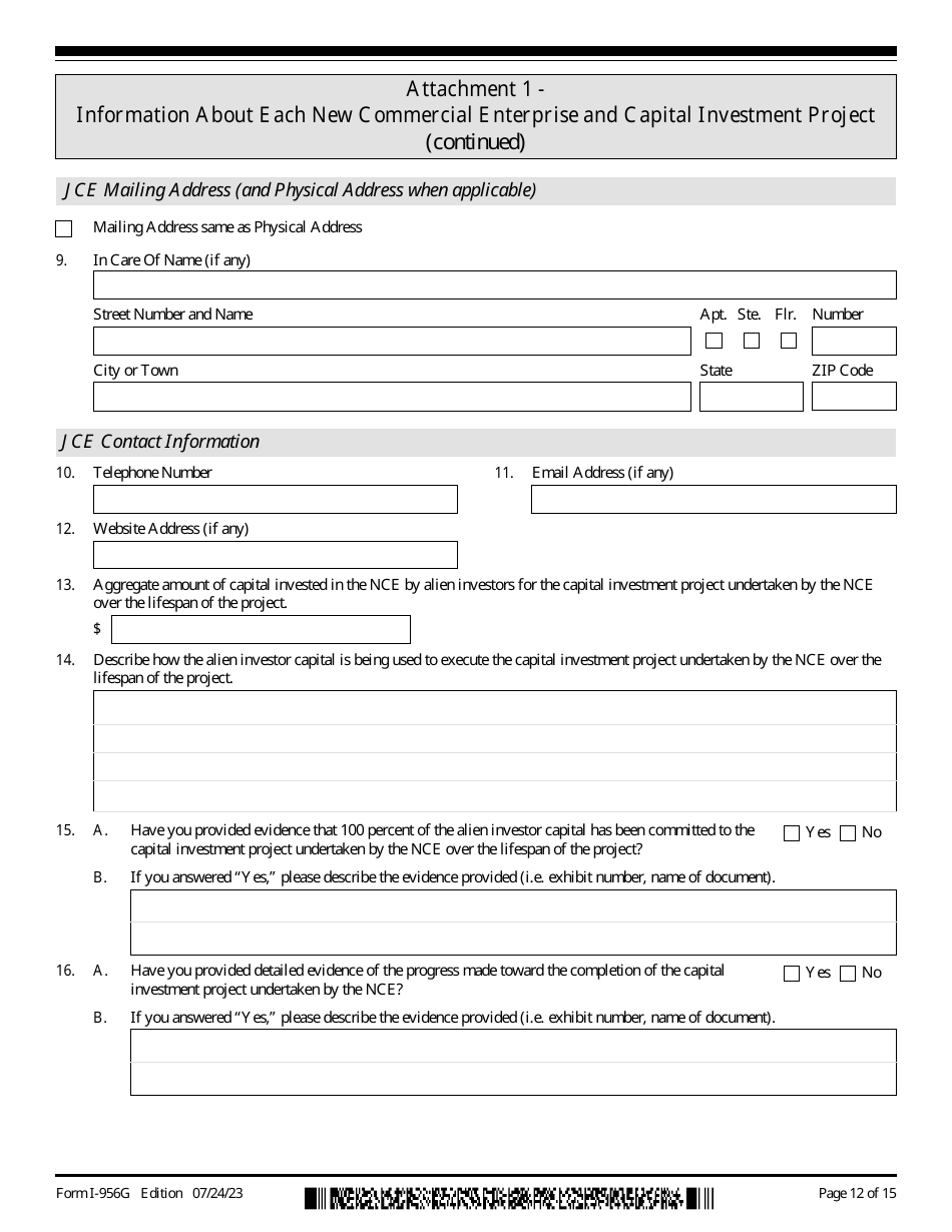USCIS Form I-956G Regional Center Annual Statement, Page 12